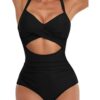LINGLU® Women's Tummy Control Cut-Out One Piece Swimsuit