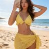 Women's Ruffle Bikini Set with Beach Cover Up Skirt