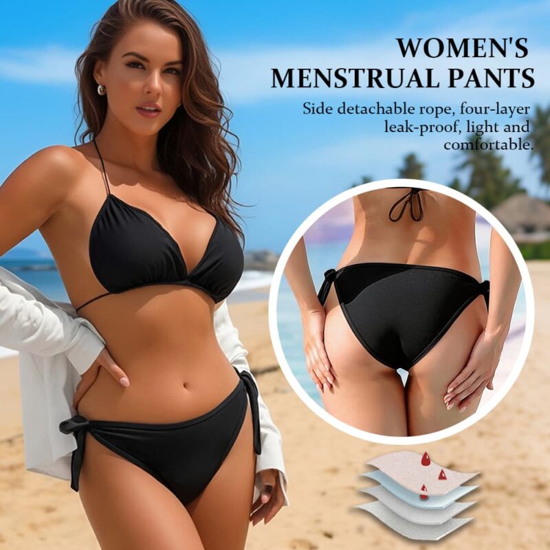 Women’s Period Swim Bottom 4-Layer Leak-Proof Menstrual Swimwear Bikini Bottom
