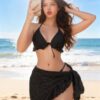 Women's Ruffle Bikini Set with Beach Cover Up Skirt