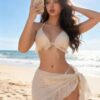 Women's Ruffle Bikini Set with Beach Cover Up Skirt