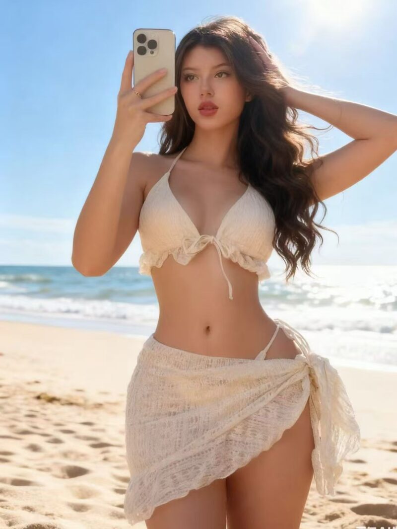 Women's Ruffle Bikini Set with Beach Cover Up Skirt