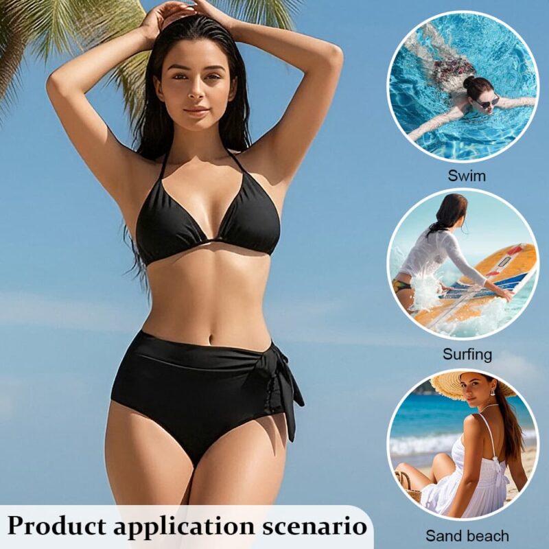 Women’s High Waist Period Swim Bottom – Side Tie Leak-Proof Menstrual Swimwear