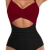LINGLU® Women's Tummy Control Cut-Out One Piece Swimsuit