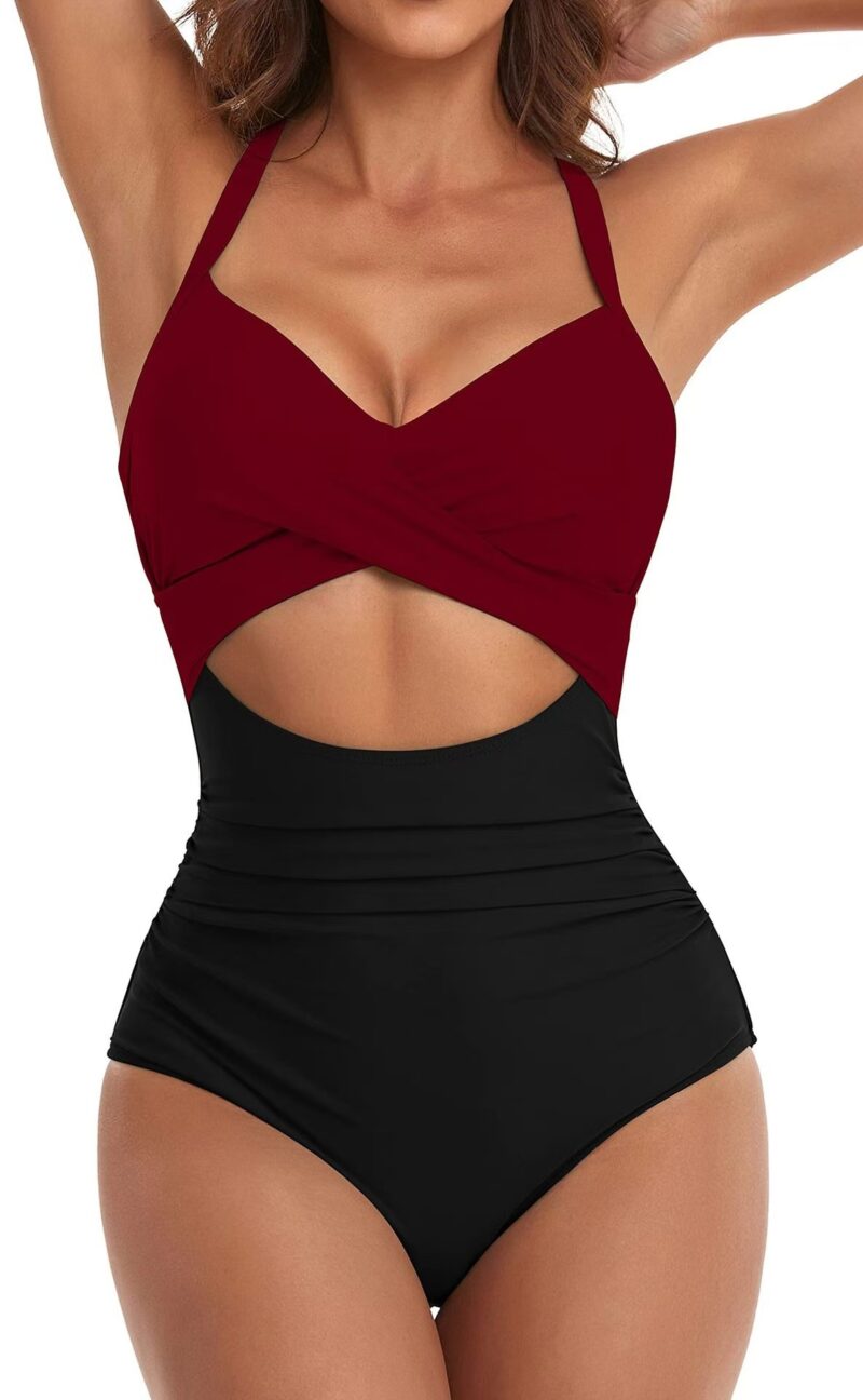 LINGLU® Women's Tummy Control Cut-Out One Piece Swimsuit