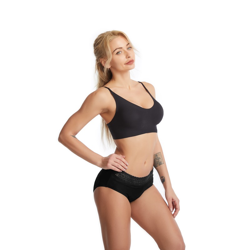 Women's Leak-Proof Menstrual Underwear with Lace Waistband & 4-Layer Protection