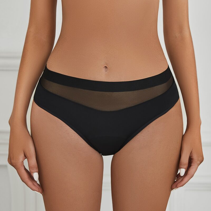 Women's High Waist Leak-Proof Menstrual Underwear with Mesh Waistband