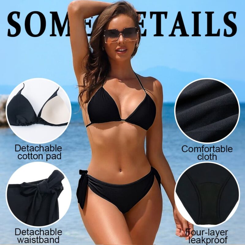 Women’s Period Swim Bottom 4-Layer Leak-Proof Menstrual Swimwear Bikini Bottom