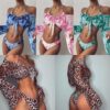 Giraffe Print Three-Piece Bikini Swimwear Set