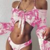 Giraffe Print Three-Piece Bikini Swimwear Set