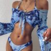 Giraffe Print Three-Piece Bikini Swimwear Set