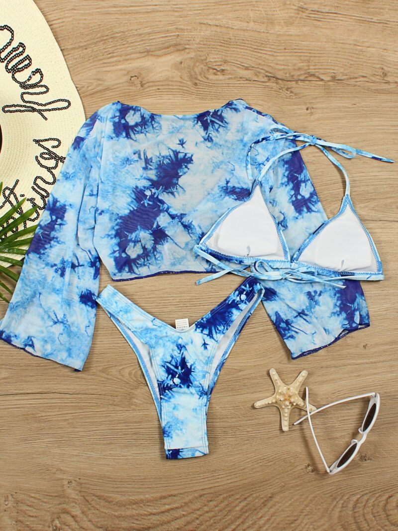 Giraffe Print Three-Piece Bikini Swimwear Set