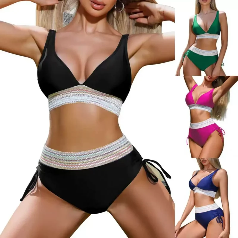 imgi_5_O1CN01auvbb11ZwDX5fnjze_!!1117043258-0-cib.jpg_ Women’s Contrast Trim High Waist Bikini Swimwear Set