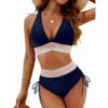 Women’s Contrast Trim High Waist Bikini Swimwear Set