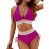 Women’s Contrast Trim High Waist Bikini Swimwear Set