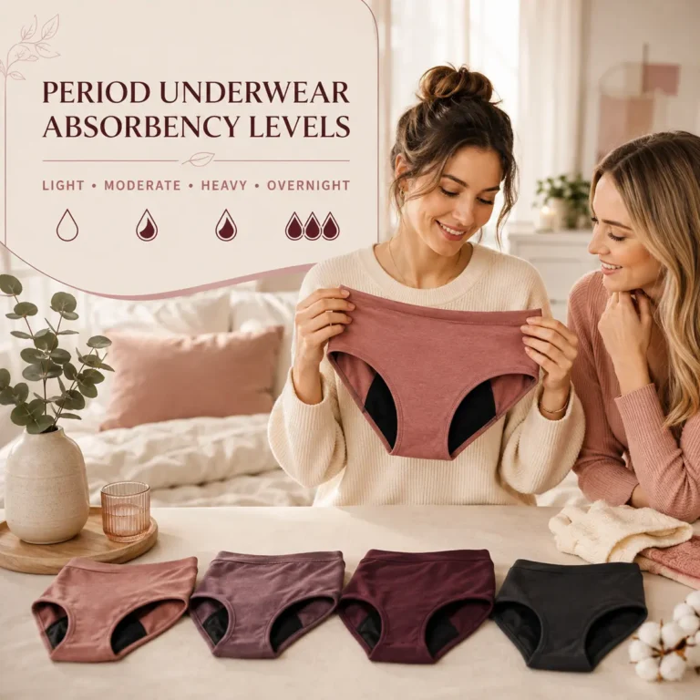 period underwear absorbency levels for light moderate heavy and overnight use
