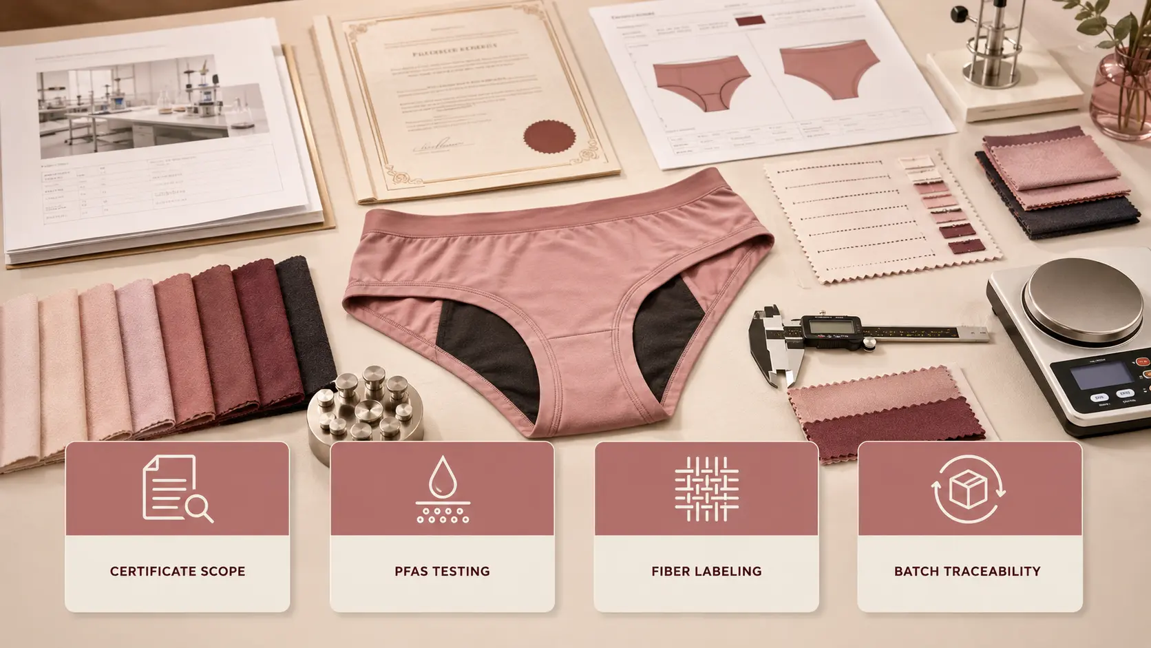 period underwear material testing certification scope and traceability
